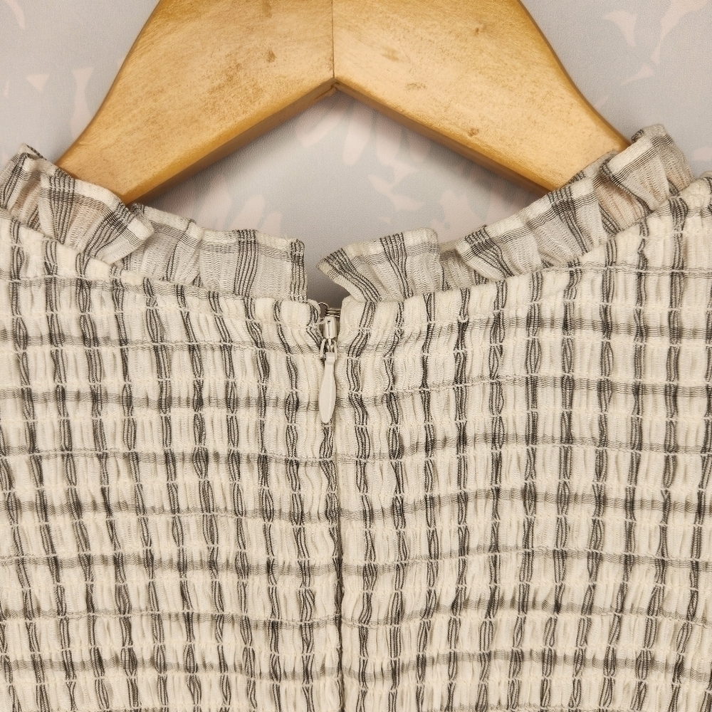 Rebecca Vallance Misty Long Sleeve Mini Smocked Plaid Gauzy Dress Size 8 - Picture 9 of 13